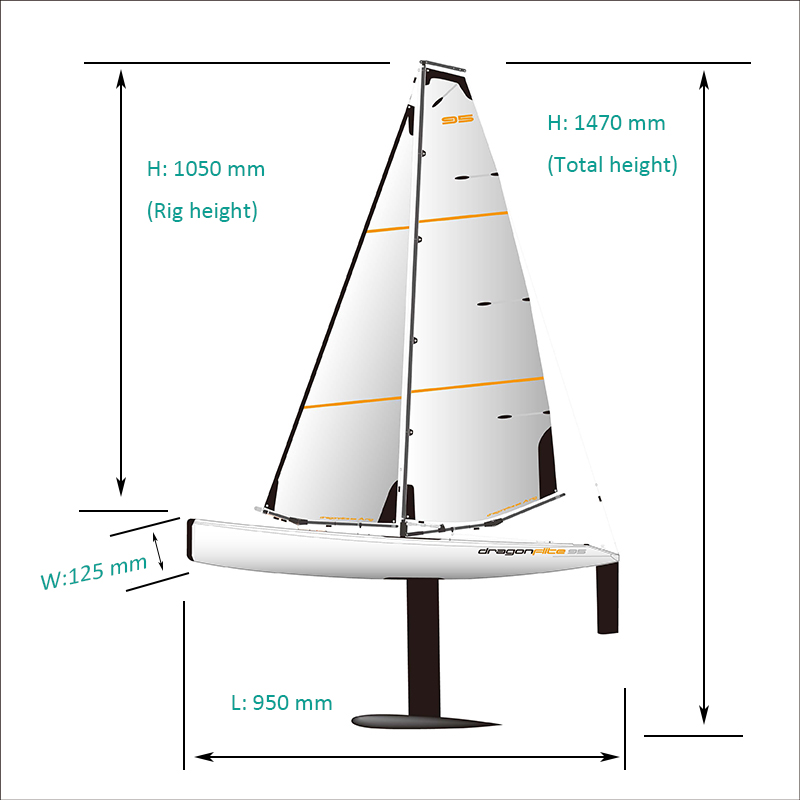Size of Large High Speed Best Racing RC Sailboat DragonFlite95